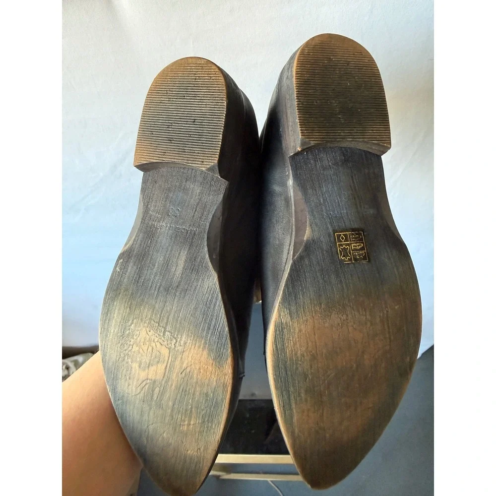 Free‎ People Royale Flat Charcoal Grey Leather Pointed Toe Cutout Shoes Size 38